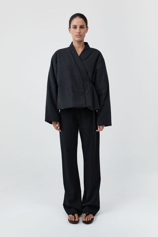 Pillow Wool Wrap Jacket, Dark Graphite