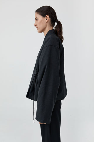 Pillow Wool Wrap Jacket, Dark Graphite