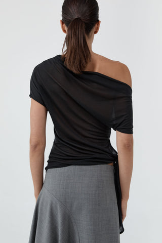 Fine Jersey Off Shoulder Top, Charcoal