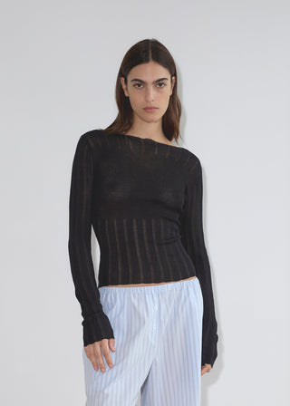 Open Work Longsleeve, Black