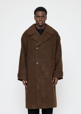 Double Breasted Wool Coat, Dark Chestnut