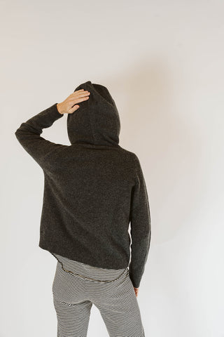 Agate Cashmere Hoodie, Charcoal