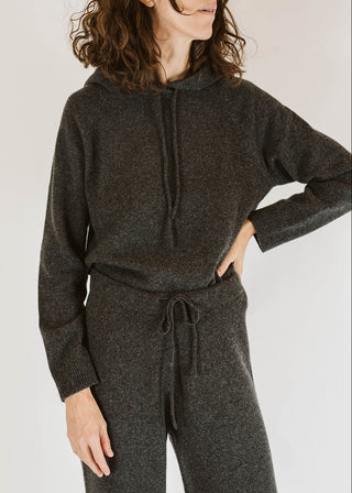 Agate Cashmere Hoodie, Charcoal