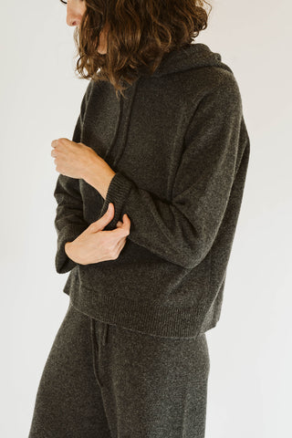 Agate Cashmere Hoodie, Charcoal
