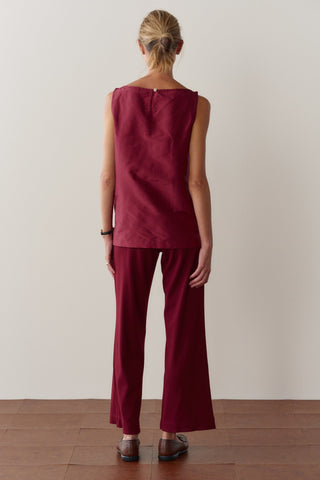 The Baby Rib Scallop Pant, Oxblood