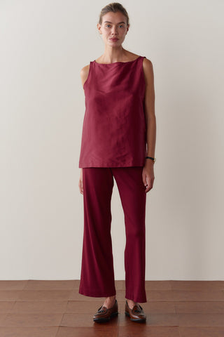The Baby Rib Scallop Pant, Oxblood