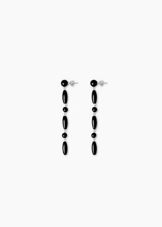 The Lottie Earrings, Silver/Black Onyx