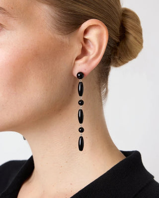 The Lottie Earrings, Silver/Black Onyx