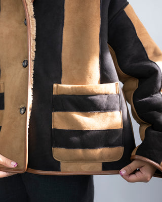 Avis Jacket, Reversible Stripe, Suede Back Curly Hair