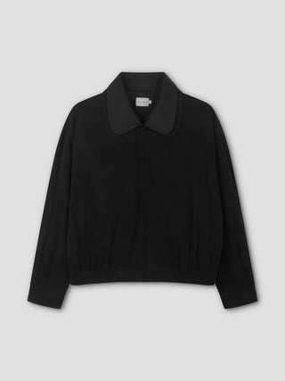 Collared Zip Jacket, Black Contrast