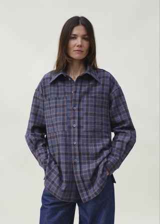 Cordelia Button Down, Lapis Plaid