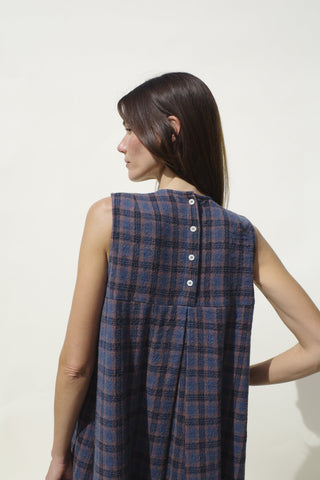 Iona Dress, Lapis Plaid