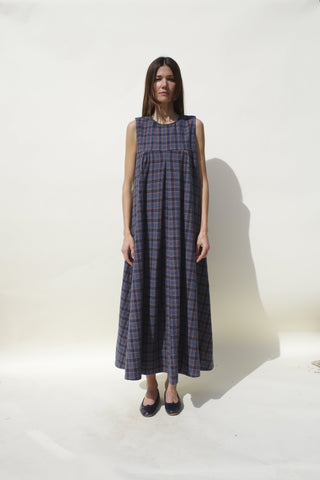 Iona Dress, Lapis Plaid