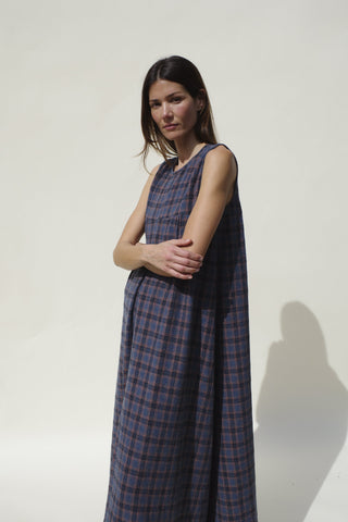 Iona Dress, Lapis Plaid