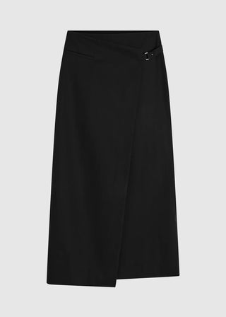 Tailored Wrap Skirt, Black