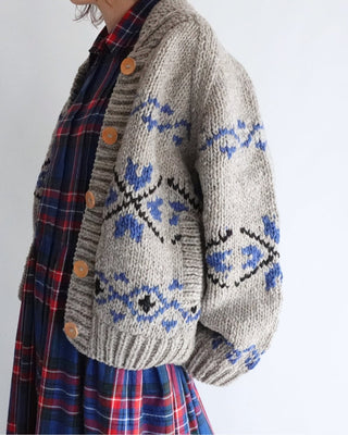 Peru Hand Knit Cardigan, Gray