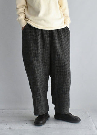 Wool Gauze Houndstooth Pants, Mocha