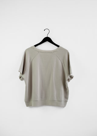 Fleece Short-Sleeve Crewneck, Greige