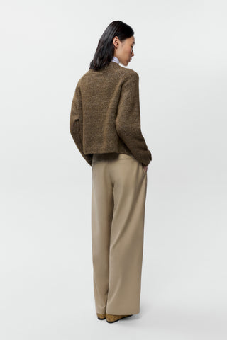 Melange Polo Sweater, Pardo
