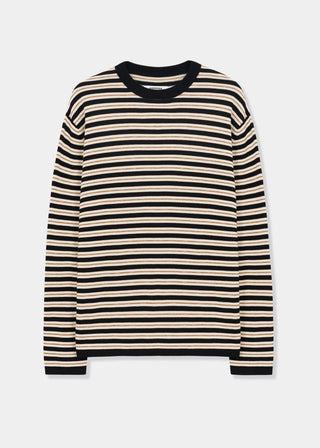 Organic Cotton Striped Long-Sleeve Tee, Black