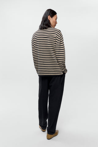 Organic Cotton Striped Long-Sleeve Tee, Black