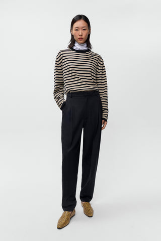 Organic Cotton Striped Long-Sleeve Tee, Black