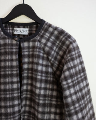 Brushed Plaid Chore Coat & Scarf, Chocolate