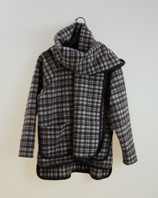 Brushed Plaid Chore Coat & Scarf, Chocolate