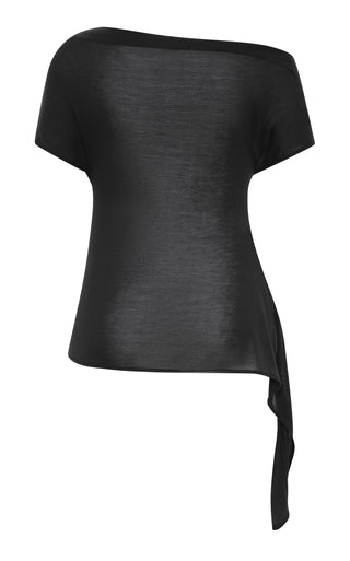 Fine Jersey Off Shoulder Top, Charcoal
