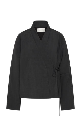 Pillow Wool Wrap Jacket, Dark Graphite