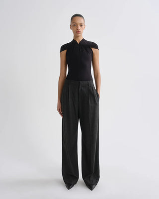 Sathia Trouser Felted Wool, Chocolate Heather