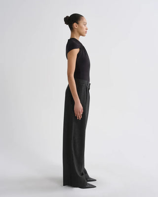 Sathia Trouser Felted Wool, Chocolate Heather
