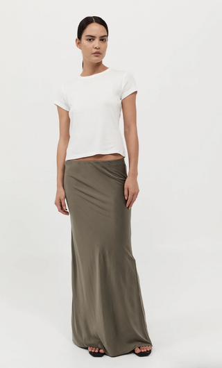 Bias Slip Skirt, Kelp