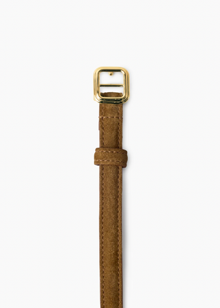 Georgia Slim Belt, Gold Maple Brown Suede