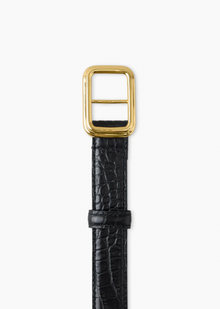 Georgia Wide Belt, Gold Black Croc