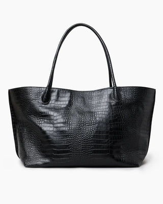The Eva Weekend Tote, Black Croc
