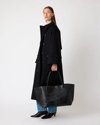 The Eva Weekend Tote, Black Croc