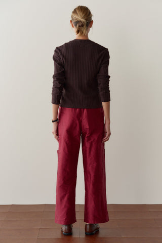 The Taffeta Drawstring Cargo Pant, Oxblood
