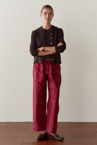 The Taffeta Drawstring Cargo Pant, Oxblood