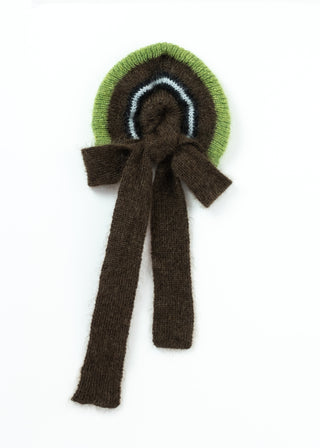 Angela Mohair Bow Scrunchie, Green/Brown Bow