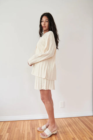 Wide Rib Shorts, Ecru