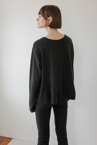 Wool Loose Tee, Black