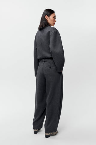 Wool Curved Pants, Anthracite