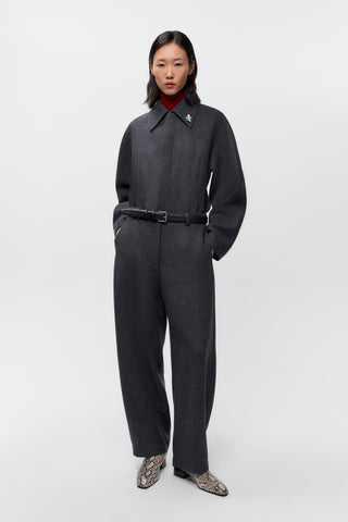 Wool Curved Pants, Anthracite