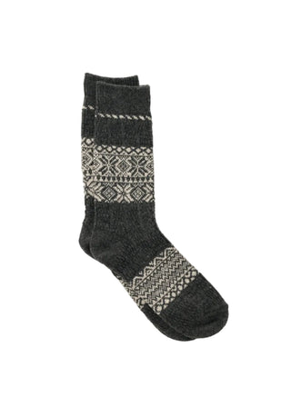 Wool Organic Cotton Snow Pattern Socks, Charcoal