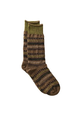 Wool Fair Isle Socks, Brown